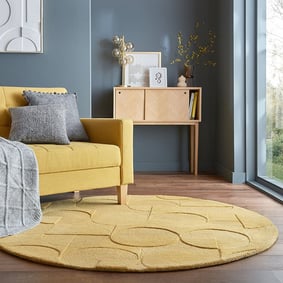 Rond modern vloerkleed - Mozo Gigi Okergeel