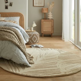 Rond modern vloerkleed - Solacio Leaves Beige