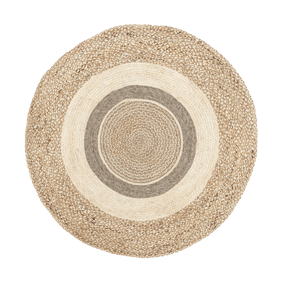 Rond Jute vloerkleed - Mirai Border Wit/Melange - sfeer