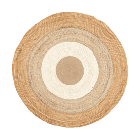 Rond Jute vloerkleed - Mirai Border Wit/Naturel - product