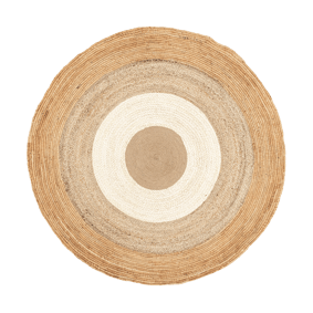 Rond Jute vloerkleed - Mirai Border Wit/Naturel - sfeer