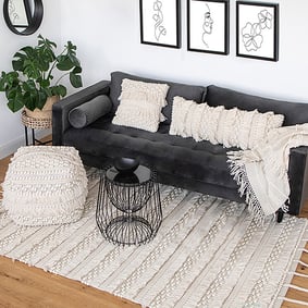 Bohemian vloerkleed - Basai Fringe 325 Naturel