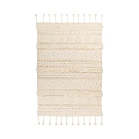 Bohemian vloerkleed - Basai Fringe 525 Creme - product