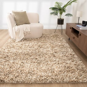 Hoogpolig wollen vloerkleed - Elin Beige  