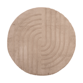 Rond hoogpolig vloerkleed - Carvy Curves Taupe - product