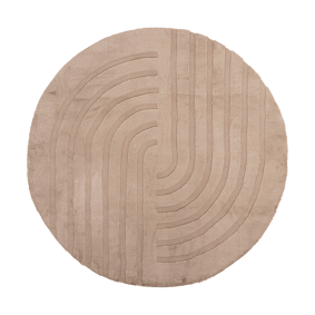 Rond hoogpolig vloerkleed - Carvy Curves Taupe - sfeer