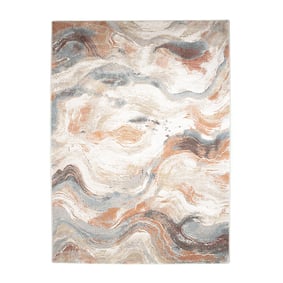 Abstract vloerkleed - Xavier Wave Blauw/Rood - sfeer