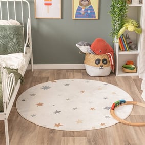 Rond wasbaar kindervloerkleed - Ravi Stars Multicolor