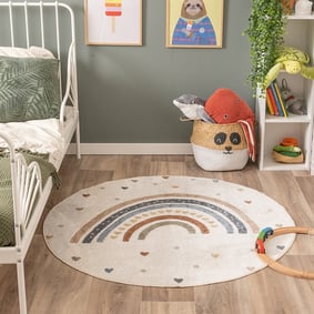 Rond wasbaar kindervloerkleed - Ravi Rainbow Multicolor