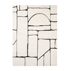 Japandi vloerkleed - Yori Blocks Creme/Zwart - sfeer