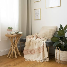 Bohemian deken - Basai 225 Roze/Creme