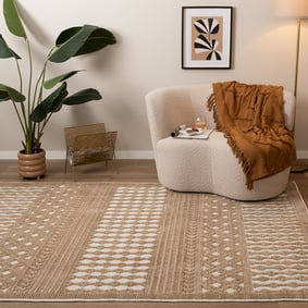 Wasbaar vloerkleed - Dunya Geo Beige/Wit