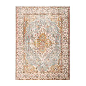Vintage vloerkleed - Thirza Medaillon Lichtblauw/Multicolor - sfeer