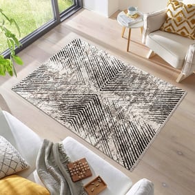 Abstract vloerkleed - Elitha Geo Beige/Zwart