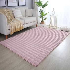 Zacht hoogpolig vloerkleed - Ambrey 3D Roze