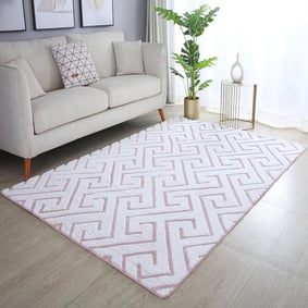 Zacht geometrisch vloerkleed - Vellion Maze Wit/Roze