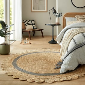 Rond jute vloerkleed - Grazo Naturel/Grijs
