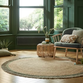 Rond jute vloerkleed - Kahano Naturel/Groen