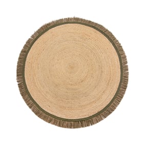 Rond jute vloerkleed - Kahano Naturel/Groen - sfeer