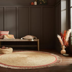 Rond jute vloerkleed - Kahano Naturel/Terracotta