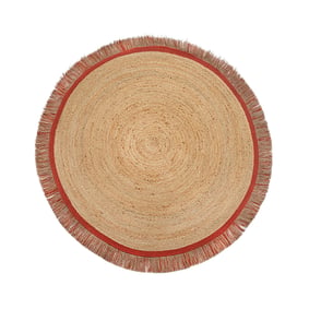 Rond jute vloerkleed - Kahano Naturel/Terracotta - sfeer