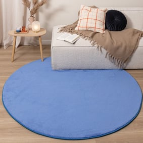 Rond wasbaar vloerkleed - Vivid Blauw  - product