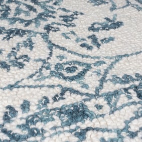 Wollen vloerkleed - Wallo Yasmin Ivoor/Blauw - sfeer