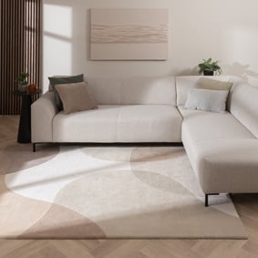 Wollen abstract vloerkleed - Clarice Creme/Beige