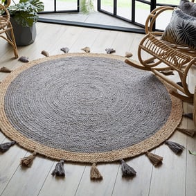 Rond jute vloerkleed - Lunaro Grijs/Naturel