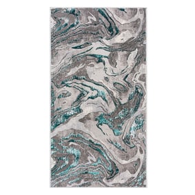 Marmer vloerkleed - Erio Marbled Grijs/Turquoise - sfeer