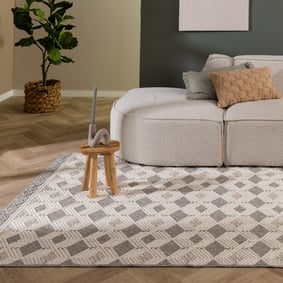Duurzaam vloerkleed - Lorre Blocks Creme/Antraciet