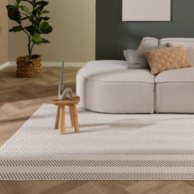Duurzaam vloerkleed - Lorre Lines Creme/Grijs