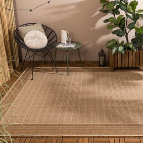 Jute buitenkleed - Mavi Border Bruin/Creme 