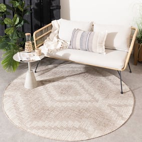 Rond jute buitenkleed - Atlas Diamond Bruin/Creme 