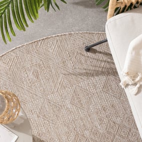 Rond jute buitenkleed - Atlas Geo Bruin/Creme  - product
