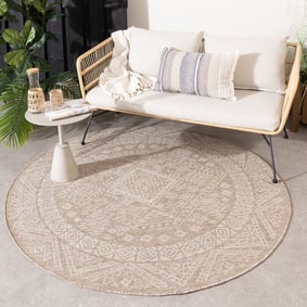 Rond jute buitenkleed - Atlas Aztec Bruin/Creme 