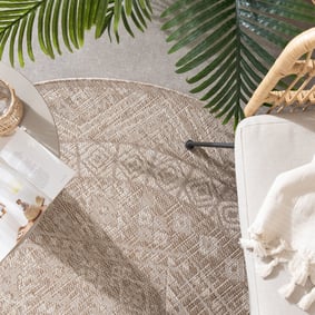 Rond jute buitenkleed - Atlas Aztec Bruin/Creme  - product