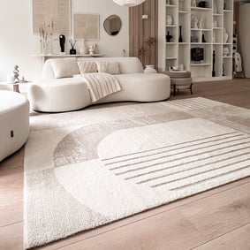 Hoogpolig vloerkleed - Serene Shapes Creme