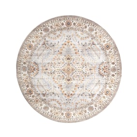 Rond vintage buitenkleed - Santo Flora Lichtgrijs - sfeer