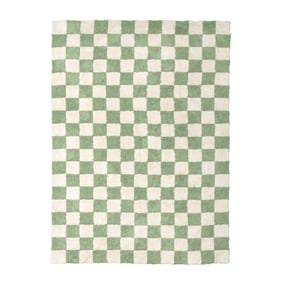 Retro vloerkleed - Gambit Groen/Wit - sfeer