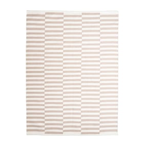 Katoenen vloerkleed - Dazzle Blocks Beige/Wit - sfeer