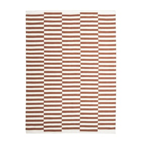 Katoenen vloerkleed - Dazzle Blocks Bruin/Wit - sfeer
