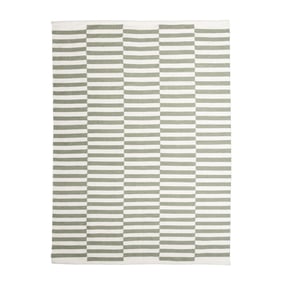 Katoenen vloerkleed - Dazzle Blocks Groen/Wit - sfeer