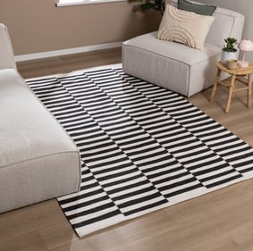 Katoenen vloerkleed - Dazzle Blocks Zwart/Wit