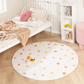 Rond wasbaar kindervloerkleed - Evi Confetti Multicolor