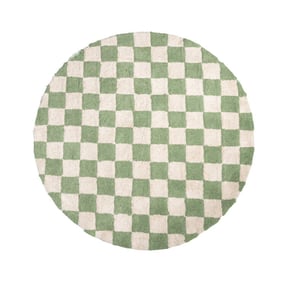 Rond retro vloerkleed - Gambit Groen/Wit - product