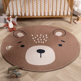 Rond wasbaar kindervloerkleed - Sammy Bear Bruin