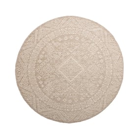 Rond jute buitenkleed - Atlas Aztec Bruin/Creme  - product