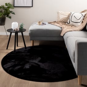 Rond laagpolig vloerkleed - Cozy Zwart