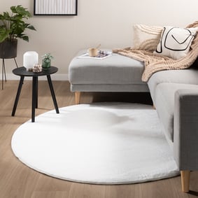 Rond laagpolig vloerkleed - Cozy Wit